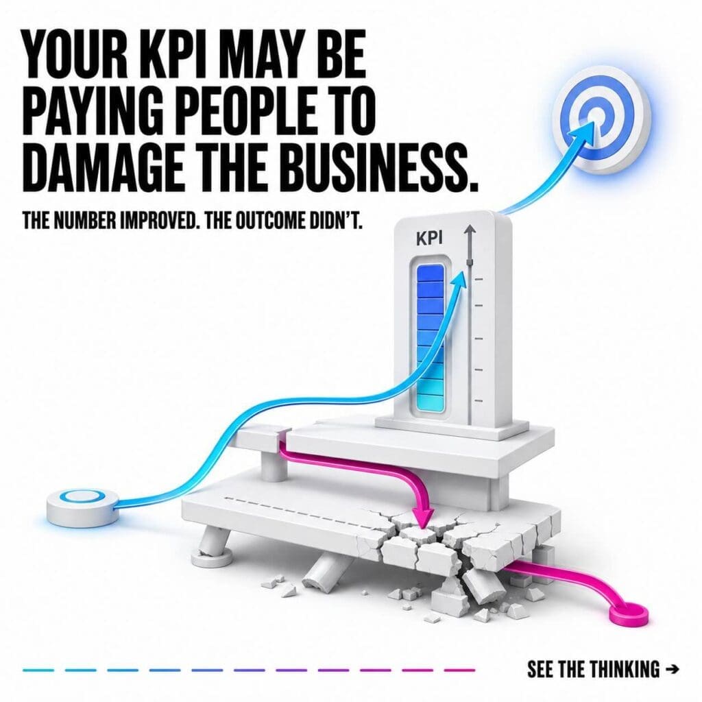 Your KPI May be Paying people to damage the business. the number improved. the outcome didn't
